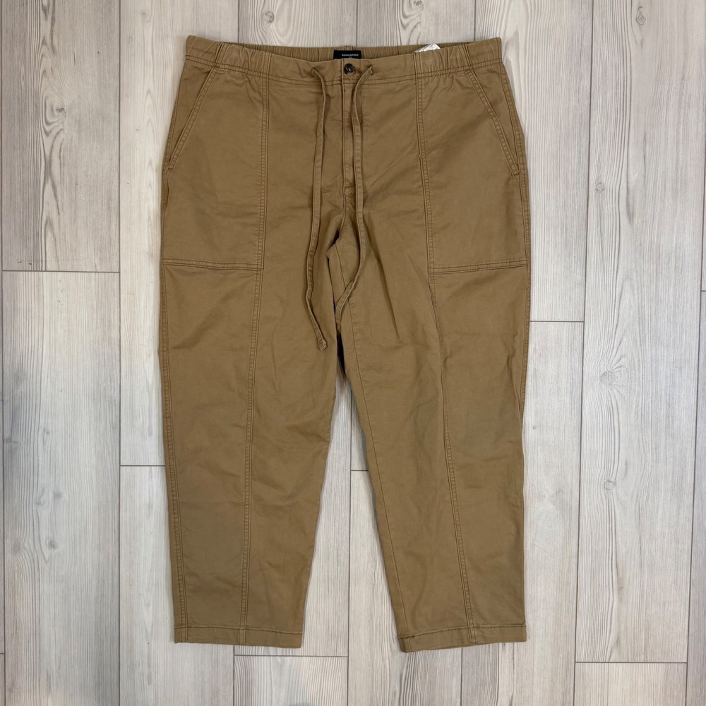 Banana Republic Tapered Mid-Rise Ankle Pants Khaki Brown XL Utility Drawstring